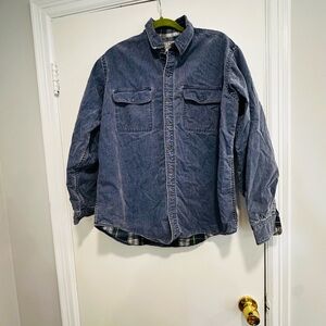 VTG 90s LL Bean Flannel Lined Denim Button Up  Schaket Large. 100% Cotton.